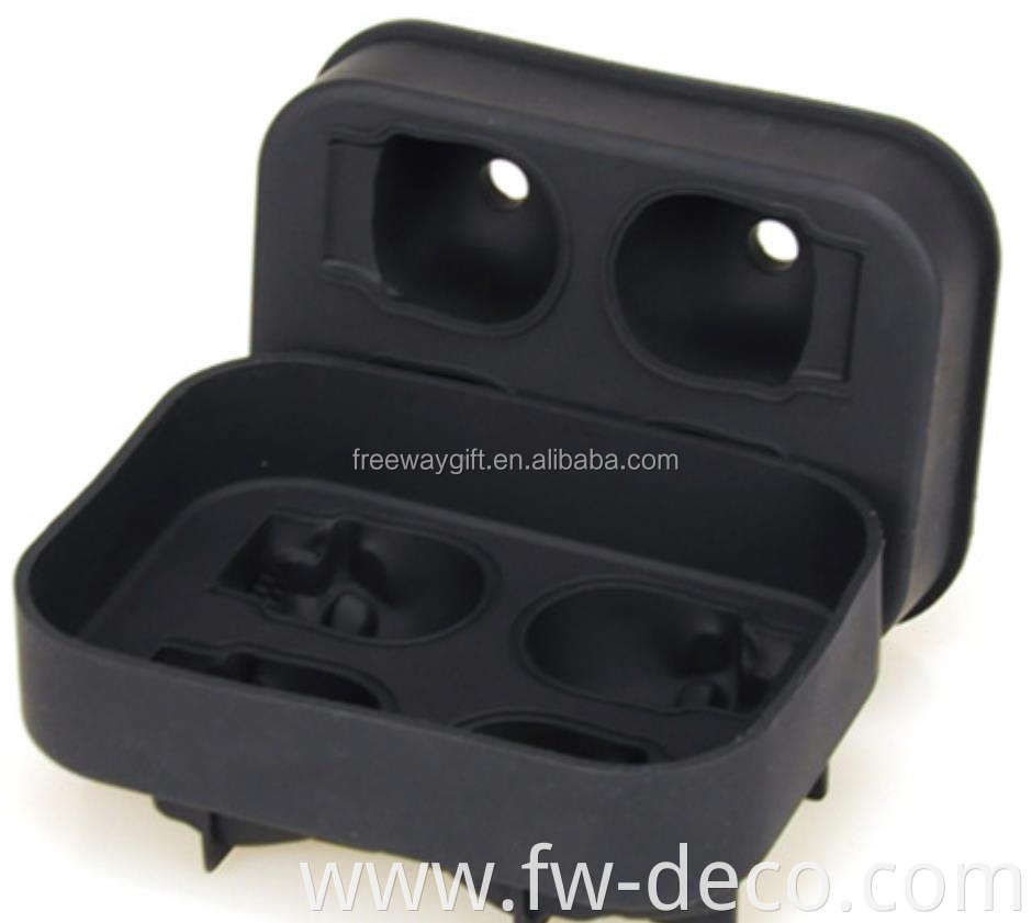 wholesale premium quality 4 hole square silicone skull ice ball making mold